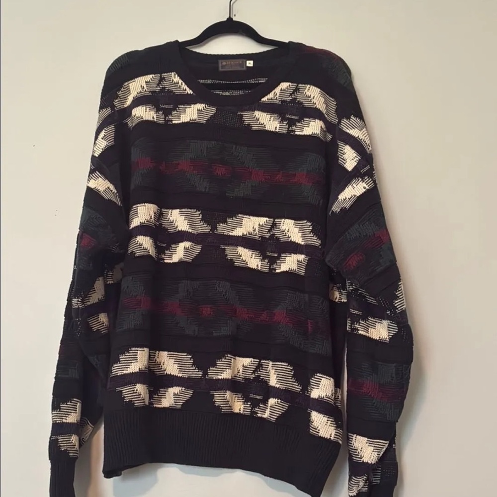 Vintage Descente Granola Cottage Grandpa 90s Multicolor Patterned Sweater